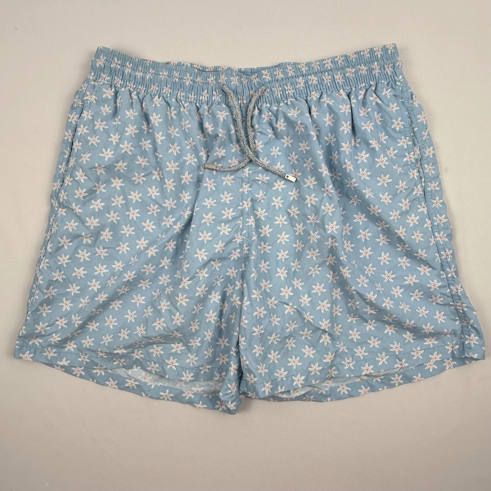 Vilebrequin Moorea Mens Swim Trunks Light Blue Starfish Print Size XXXL 3XL